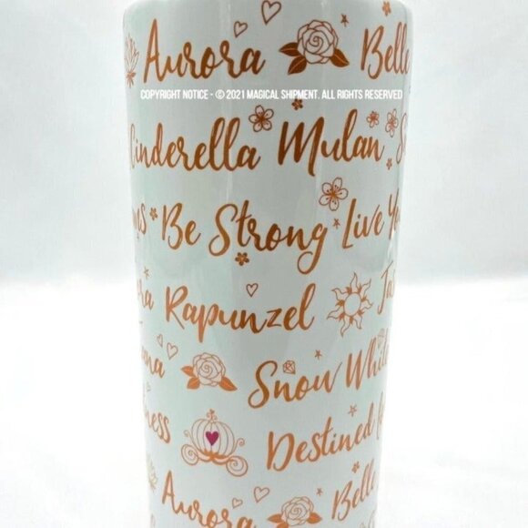 Disney Parks - Ceramic Tumbler Mug - Princess Signatures - Rose Gold - Picture 3 of 5